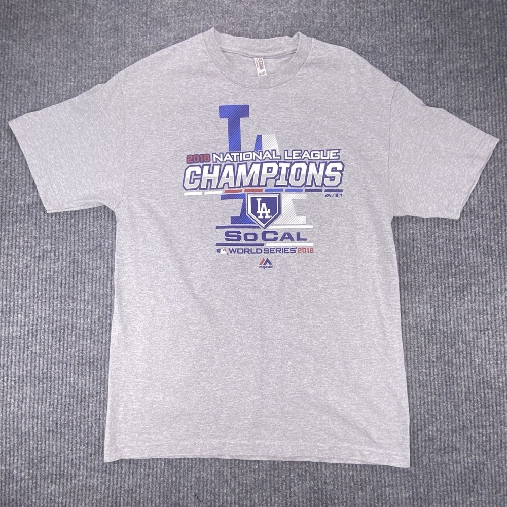 Alstyle Los Angeles Dodgers T-Shirt Mens Large Gray 2018 NL Champions MLB Tee